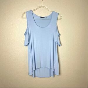TAHARI Light Blue Cold Shoulder Hi-Lo Top Size L